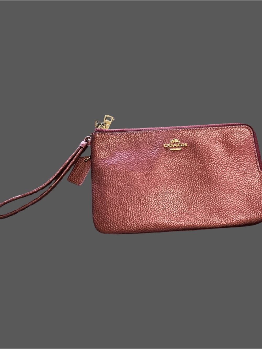 COACH Metallic Rose Leather Wristlet